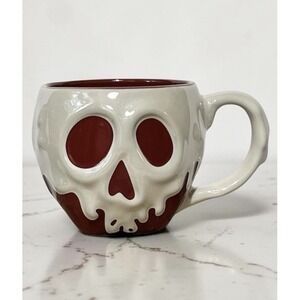 DISNEY PARKS Snow White Poison Apple Skull Mug 3D Ceramic Red Ivory 16 oz Gothic